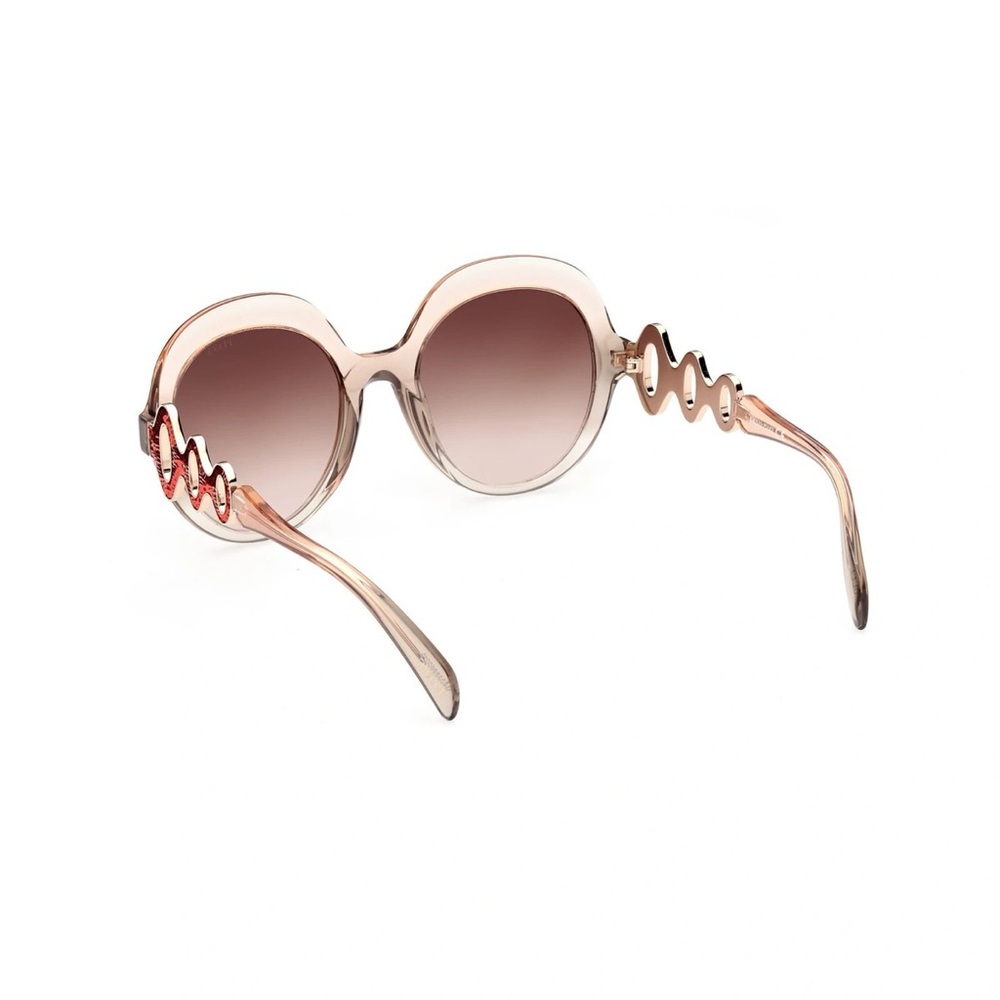 Emilio Pucci EP174 44F Brown Crystal Round Over Size Sunglasses Frame 55-21-140 - Picture 2 of 6
